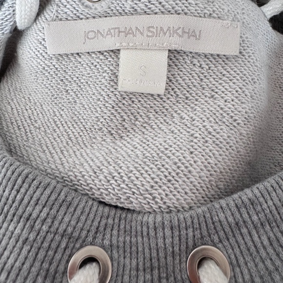 Jonathan Simkhai Gray Whip Stitch French Terry Crop Crewneck Sweatshirt - Picture 3 of 5